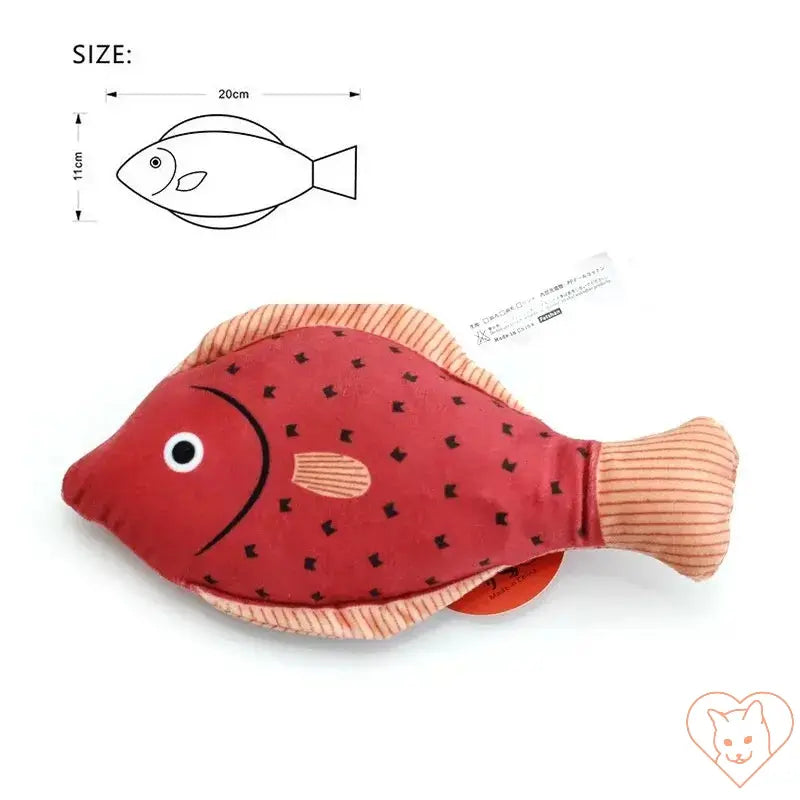 Catnip fish toy for cats, designed for play and relaxation, made with soft materials, 20cm in size.