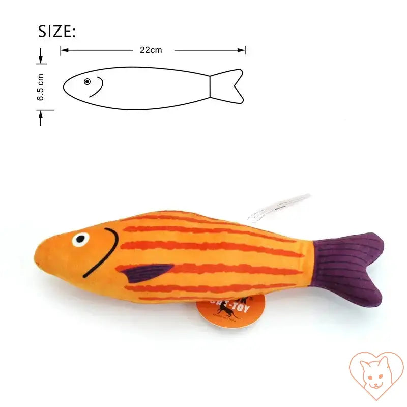 Catnip fish toy for cats, 22 cm long, light and easy to play with for fun and relaxation.