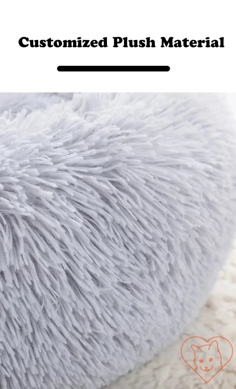 Close-up of customized plush material for a soft, cozy cat bed.