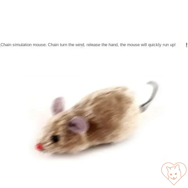 Interactive clockwork mouse cat toy scurrying, designed to engage indoor cats in play and mimic real prey behavior.