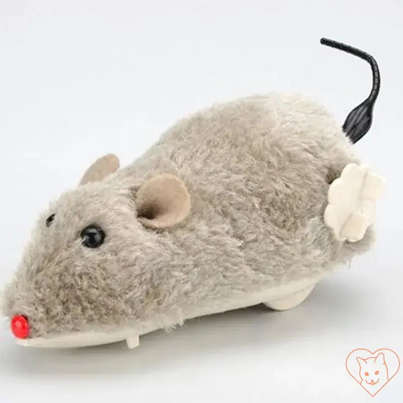 Interactive Clockwork Mouse Cat Toy, soft plush design perfect for engaging indoor cats in play.