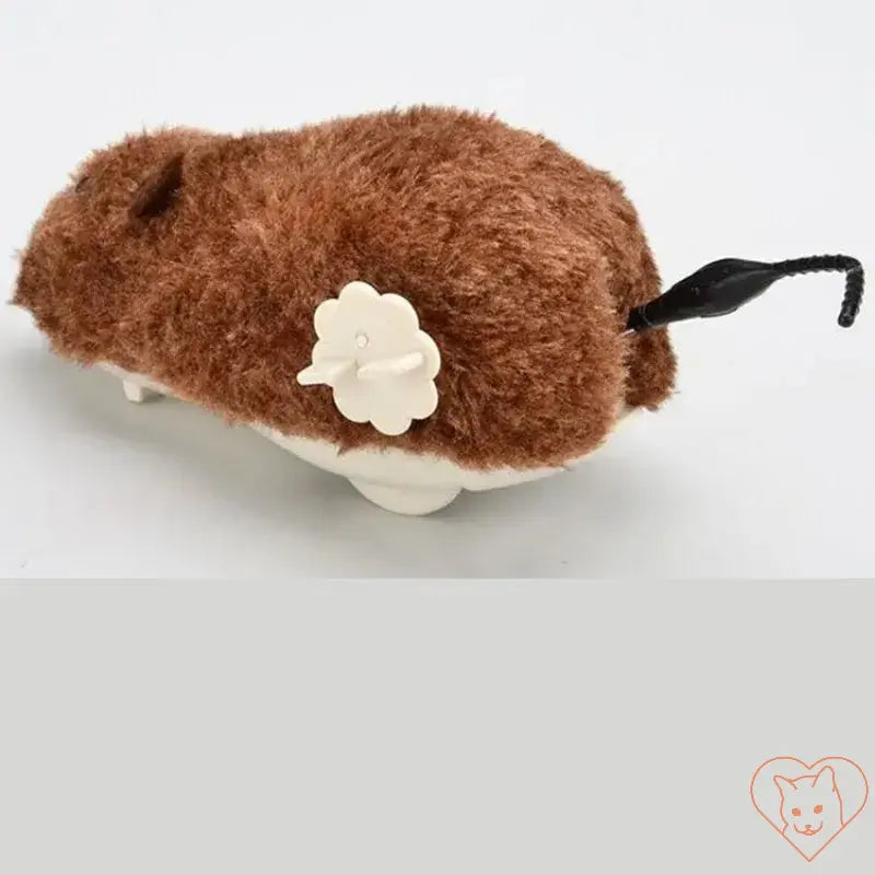 Interactive Clockwork Mouse Cat Toy in brown plush, designed to engage and entertain indoor cats.