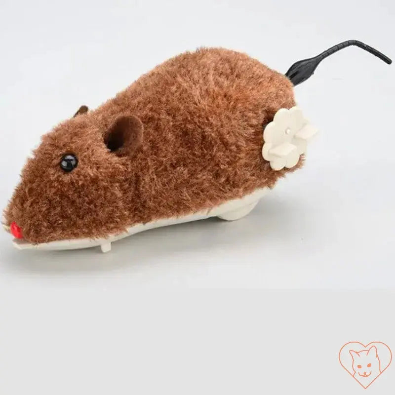 Interactive Clockwork Mouse Cat Toy, battery-free plush design for indoor feline play and exercise.