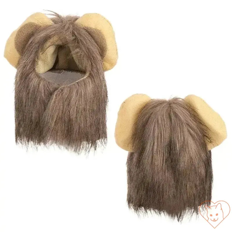 Cute lion mane cat wig with soft ears, ideal for cats and small dogs in funny cosplay or festive occasions.