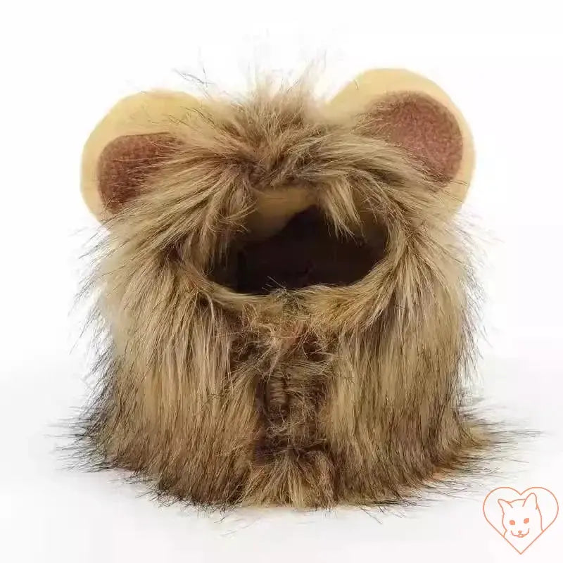 Cute lion mane cat wig with furry design and ears, ideal for pets' Halloween or cosplay fun.