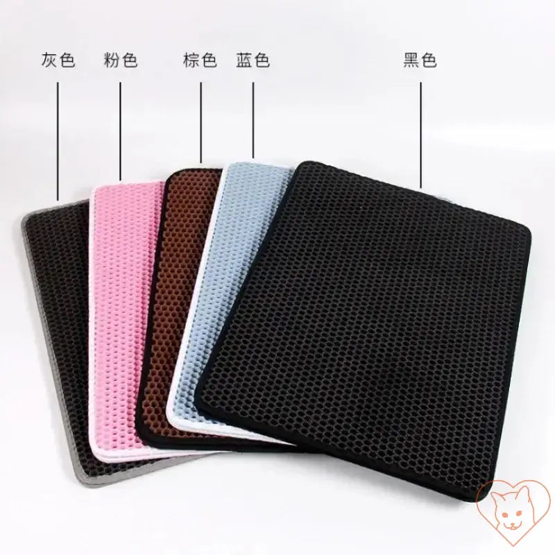 Colorful selection of double-layer waterproof cat litter mats in various shades for stylish home decor.