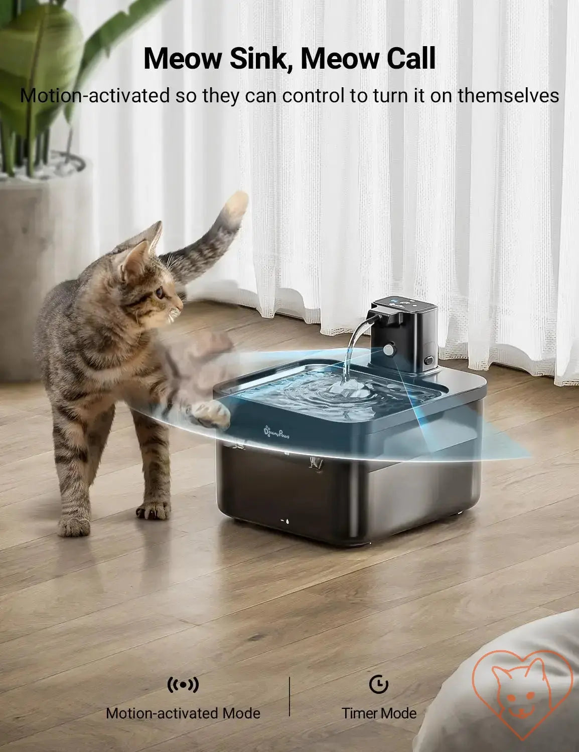 DownyPaws 2.5L Wireless Stainless Steel Cat Fountain Cat World