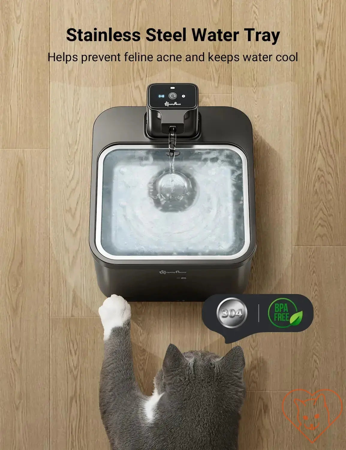 DownyPaws 2.5L Wireless Stainless Steel Cat Fountain Cat World