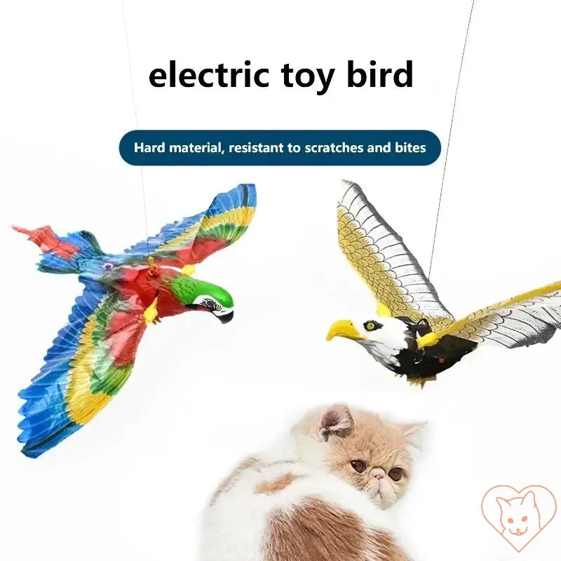 Electric toy birds for cats, durable and scratch-resistant, engaging interactive play with colorful designs.