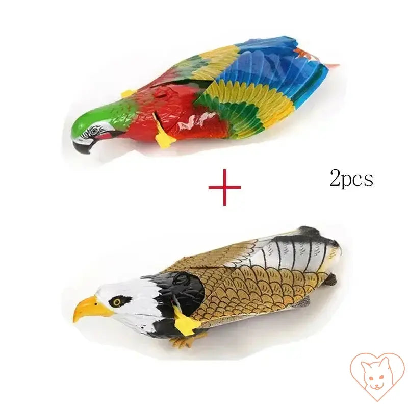 Electric Hanging Bird Cat Toy set, featuring colorful parrot and eagle designs, ideal for engaging your cat's hunting instincts.