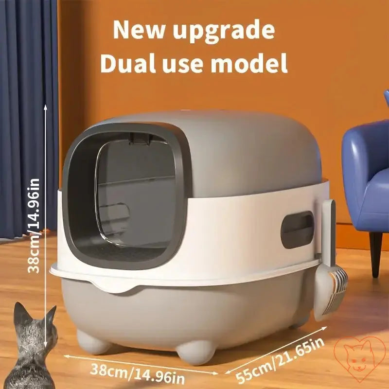 Foldable Closed Cat Litter Box, splash-proof and odor isolating design, modern aesthetic for cats under 15 lbs.