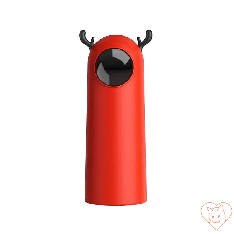 Interactive automatic laser toy for pets, designed in playful red with cute horn accents, perfect for fun pet engagement.