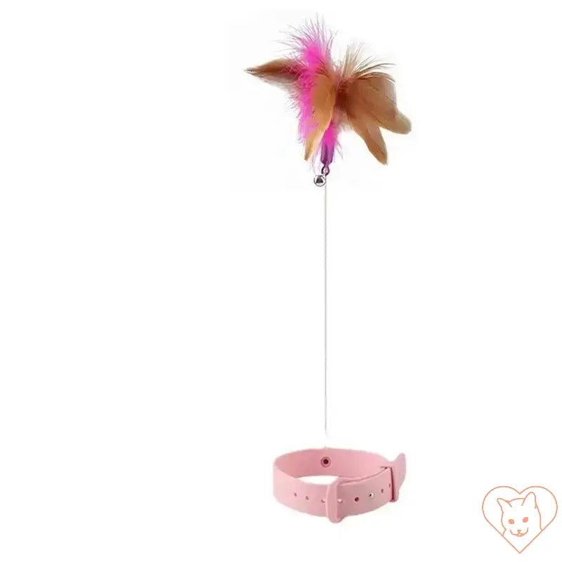 Interactive cat feather teaser wand with colorful feathers and bell, designed for playful cat engagement.