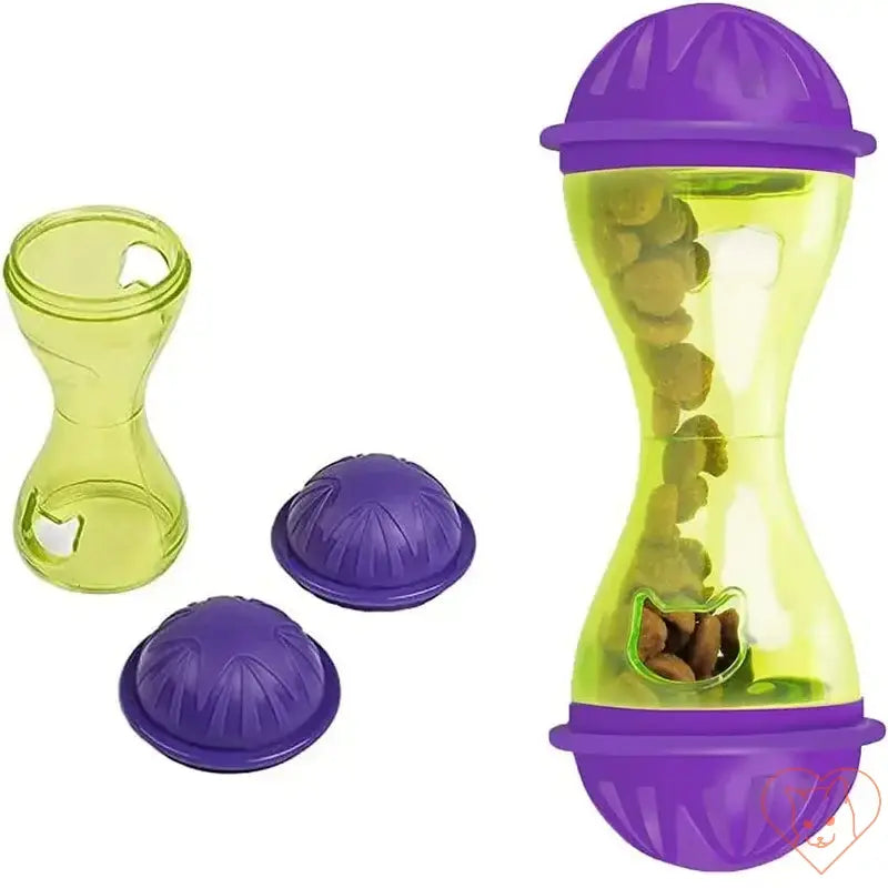 Interactive Cat Food Dispenser Toy in vibrant colors, designed for treat dispensing and feline play.