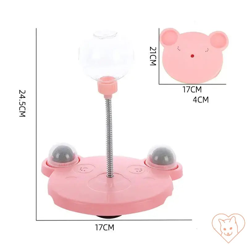 Interactive pet puzzle feeder toy designed for cats and dogs with suction cups and fun shapes, measuring 24.5CM.