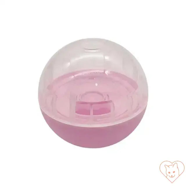 Interactive pink slow feeder ball for dogs and cats, designed for treat dispensing and IQ training.