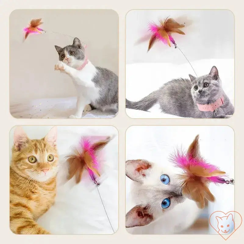 Cats playing with Interactive Cat Toy featuring Feather Teaser for engaging playtime and exercise.