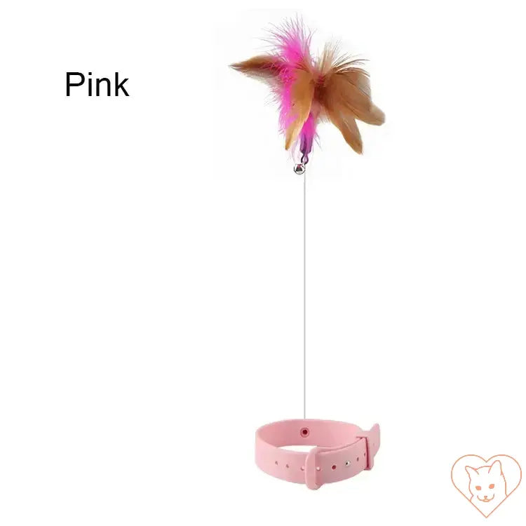 Interactive cat toy in pink with feather teaser for engaging playtime and hands-free fun.