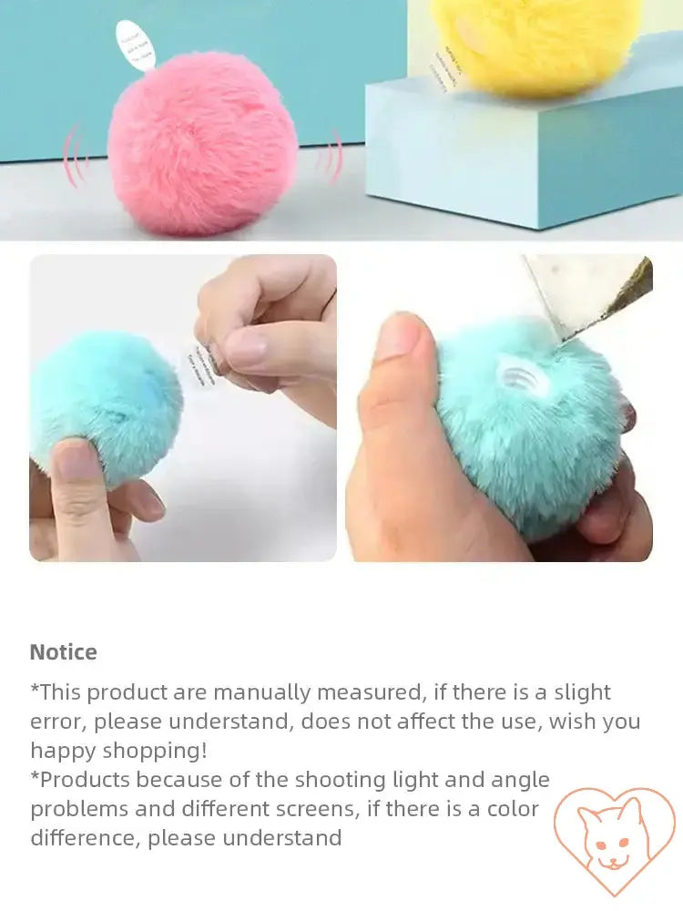 Interactive plush catnip squeak toy balls in pink and blue, designed for feline play and engagement.