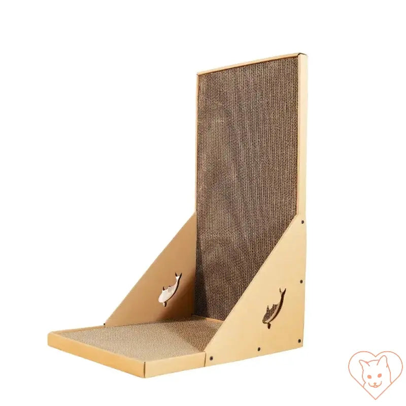 L-Shaped Vertical Cat Scratching Post designed for indoor cats, 26.8 inches tall, made of durable cardboard and wood.