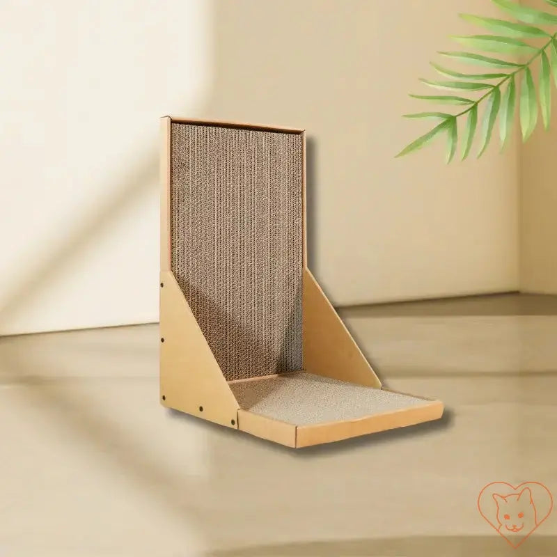 L-Shaped Vertical Cat Scratching Post for indoor cats, made of durable cardboard, 26.8 inches tall.