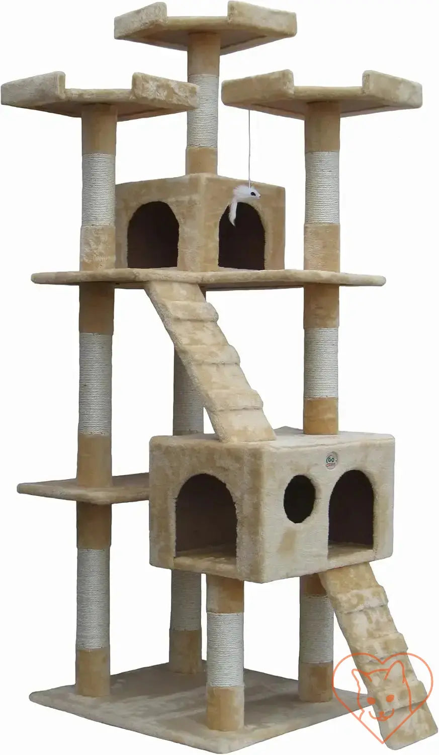 Large 72-inch cat tree tower with condos and scratching posts for playful cats.