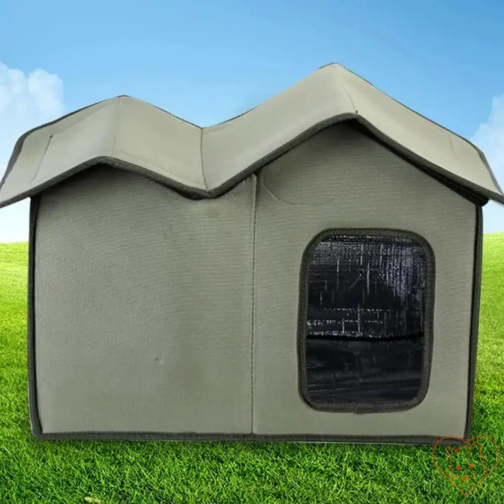 Large insulated cat outdoor shelter with waterproof design and transparent door, perfect for all weather conditions.