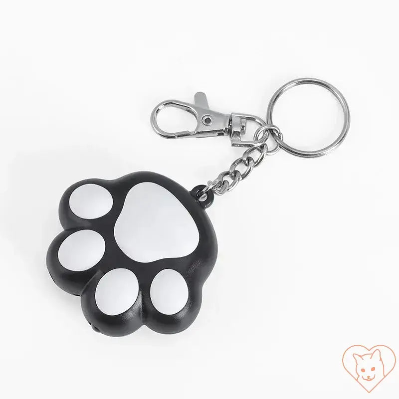 Laser Cat Teaser Keychain in black paw design, featuring a clip and chain for portability and easy access.