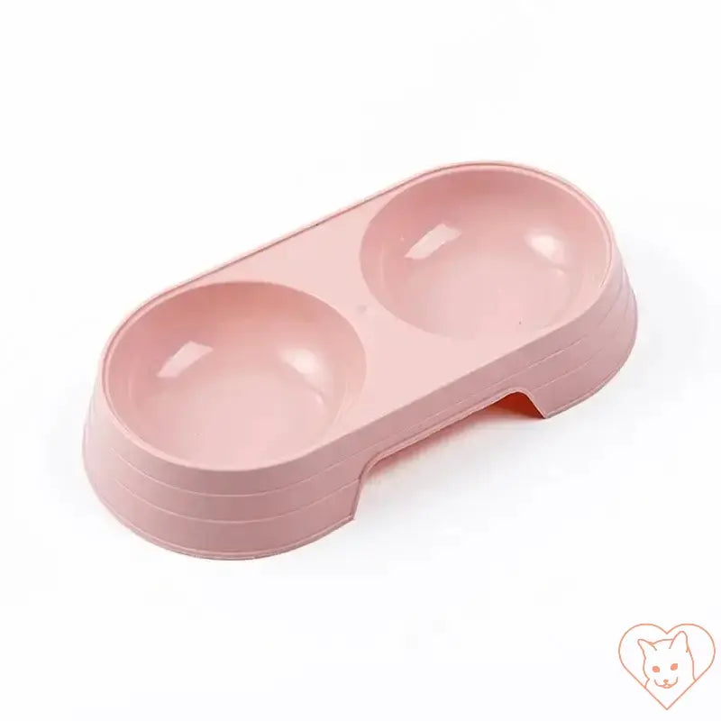 Macaron Double Bowl for dogs and cats in pink, combining two bowls for easy mealtime convenience.