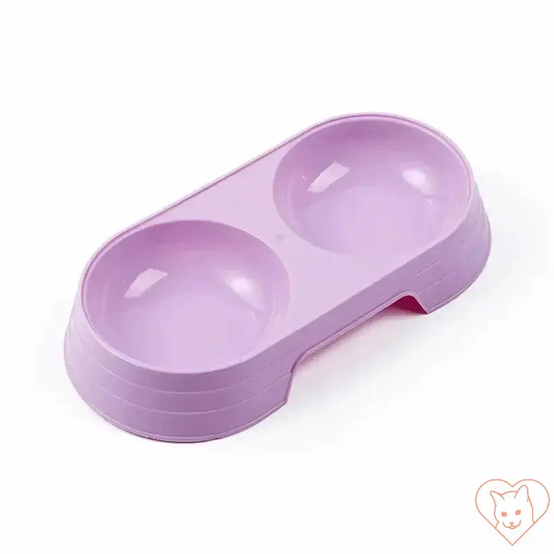 Macaron Double Bowl in lavender for dogs and cats, perfect for serving food and water simultaneously.