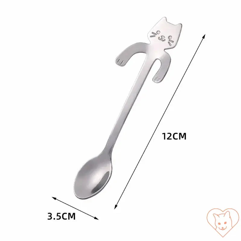 Mini Cat Coffee Spoon, stainless steel teaspoon measuring 12cm with playful cat design for coffee and desserts.