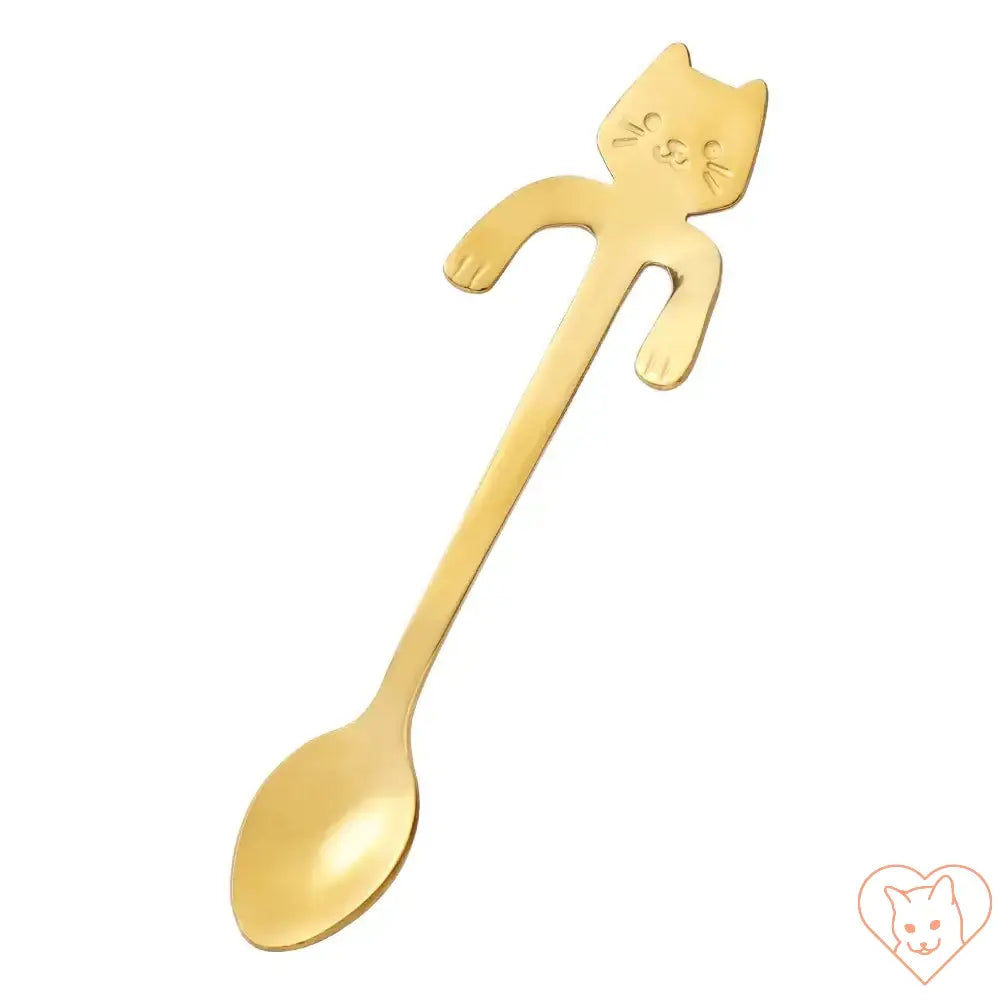 Gold mini cat coffee spoon, cute stainless steel teaspoon for coffee, tea, and desserts.