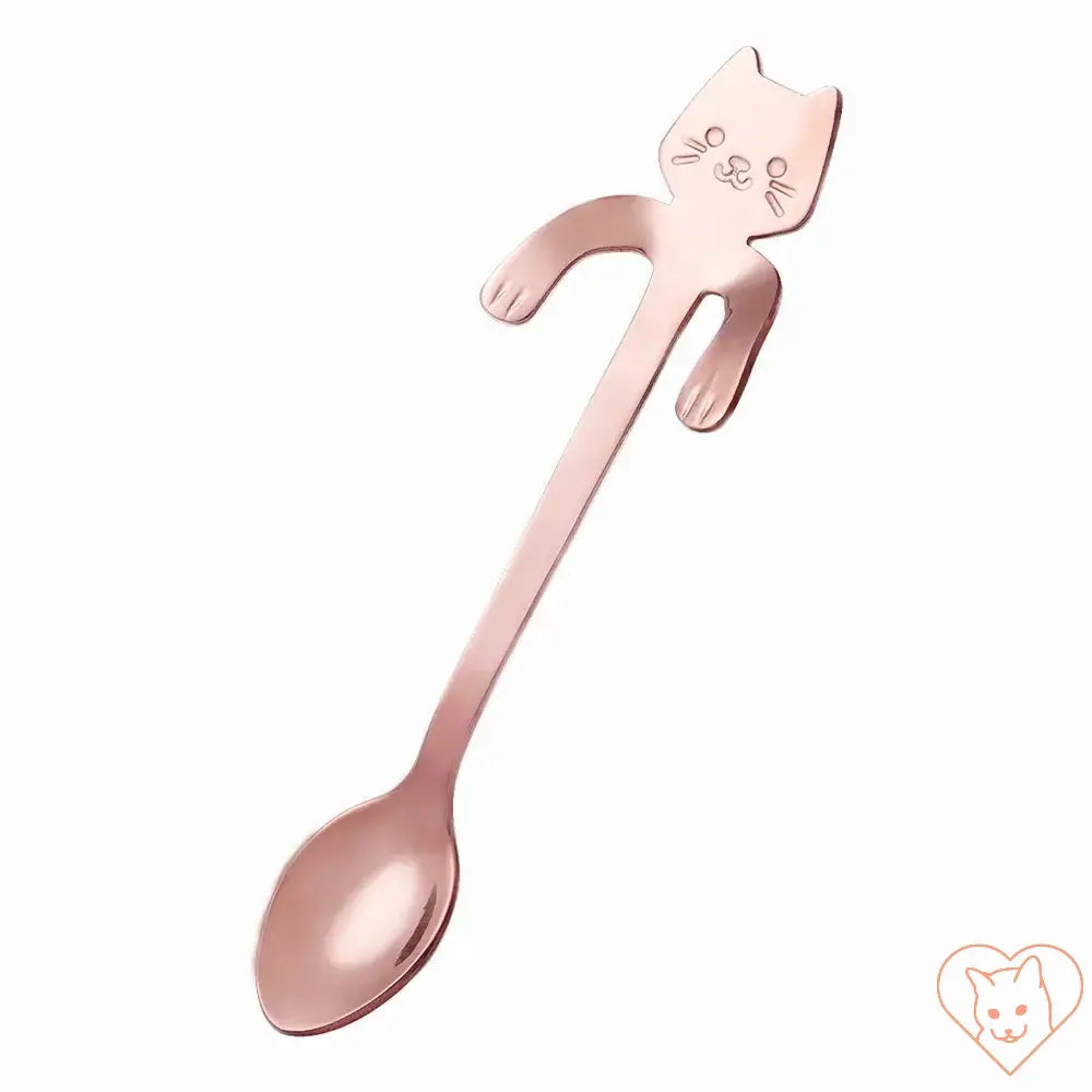 Mini Cat Coffee Spoon in rose gold, perfect for stirring coffee, tea, and desserts with playful cat design.