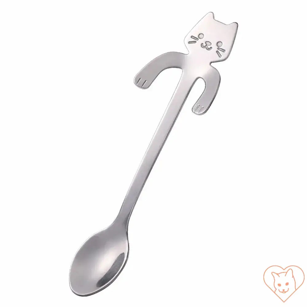 Mini Cat Coffee Spoon in stainless steel with playful cat design for stirring coffee and desserts.