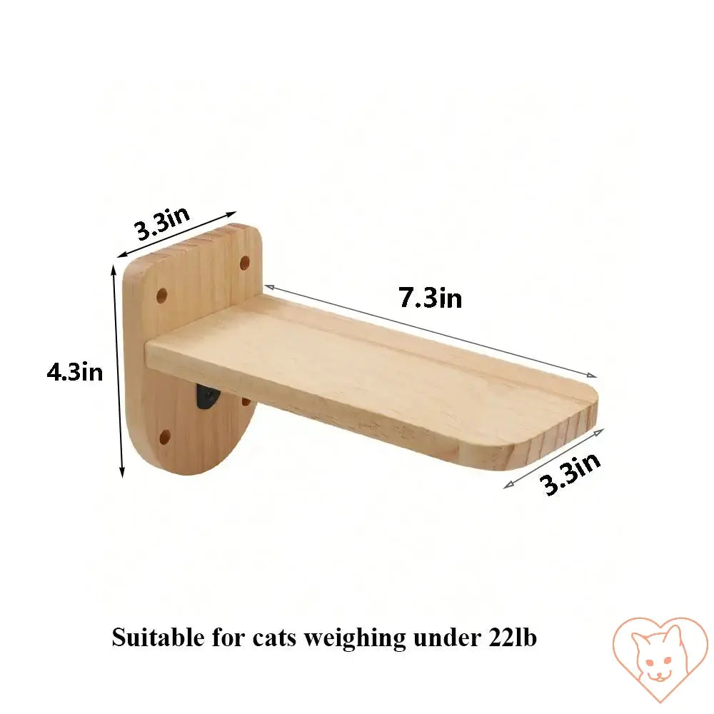 Moon Cat Shelf Wall Hammock for cats under 22 lbs, featuring solid pine wood and dimensions of 7.3in x 4.3in x 3.3in.