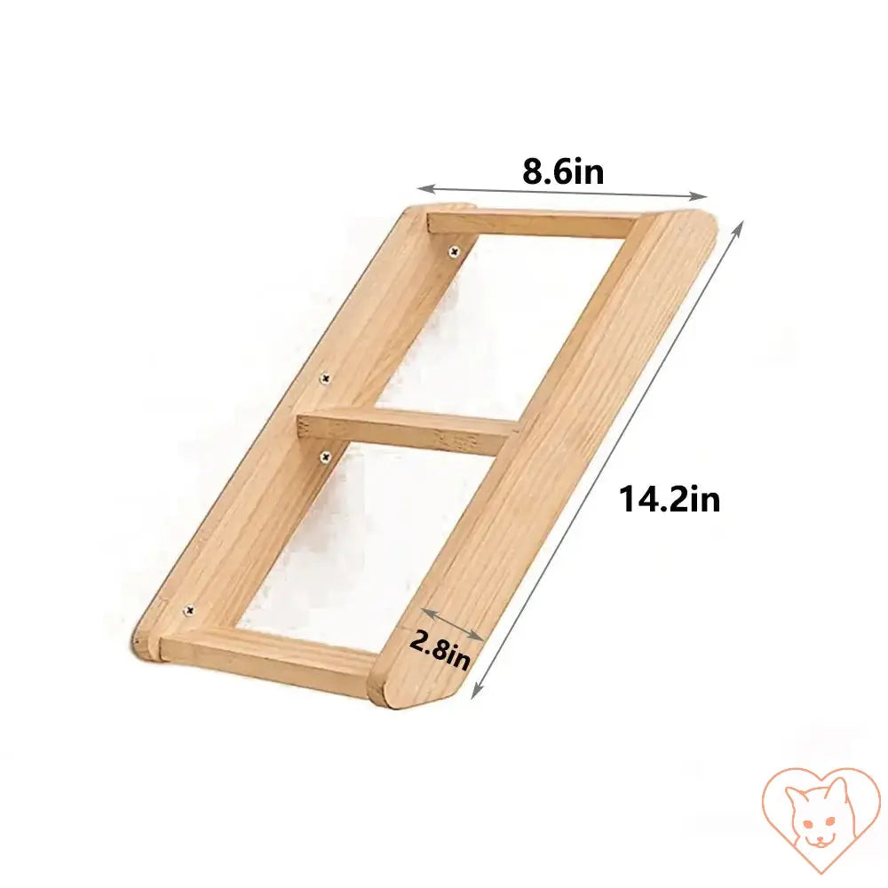 Moon Cat Shelf dimensions showing 8.6in width, 2.8in depth, and 14.2in height, perfect for indoor cat climbing.