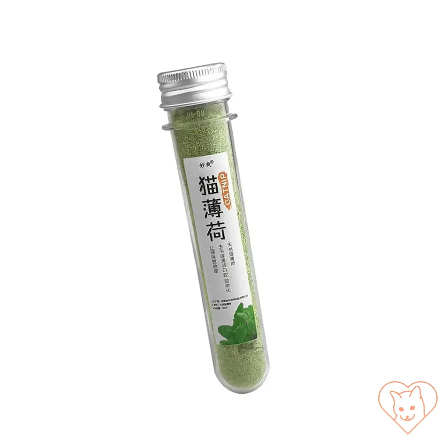 Natural catnip treats in a glass tube, perfect for enhancing playtime and relaxation for cats.