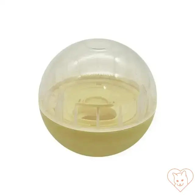 Transparent pet food leakage ball for dogs and cats, adjustable, anti-choke slow feeder toy in beige.