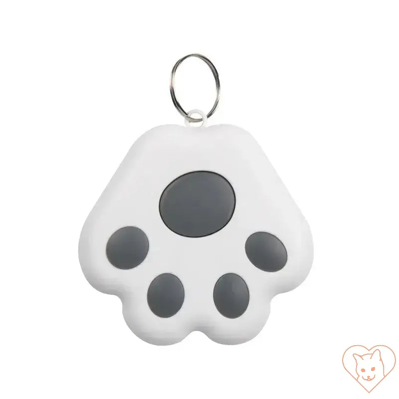 Pet Tracking Locator Bluetooth device in white paw shape for cats and pets, lightweight and durable.