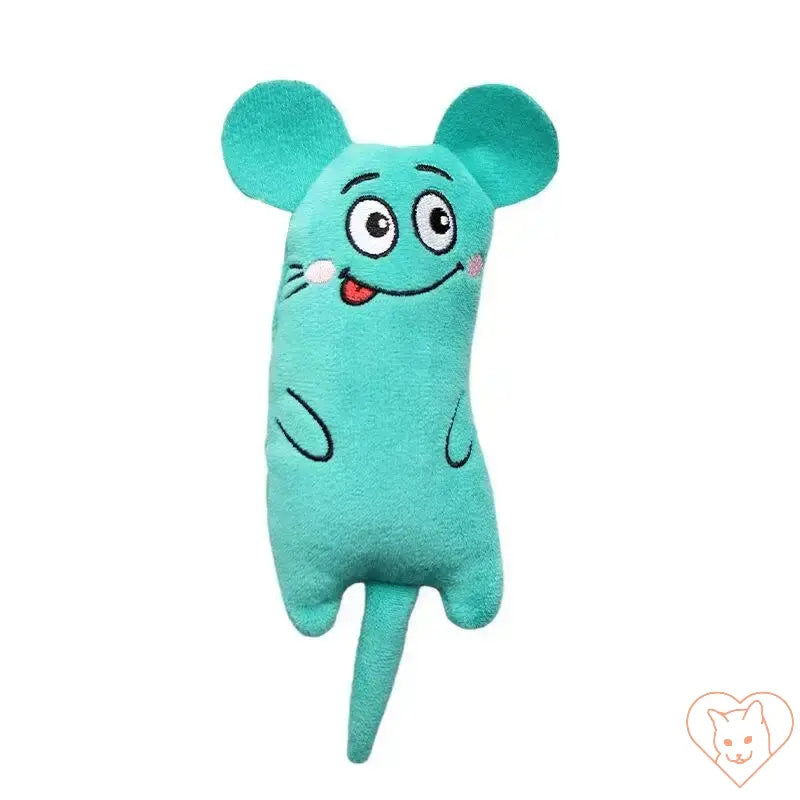 Plush catnip chew toy shaped like a cute mouse, perfect for interactive play and chewing for cats.