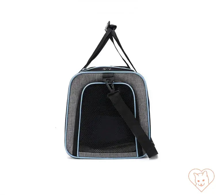 Portable foldable cat carrier backpack with breathable mesh design for comfortable pet travel.