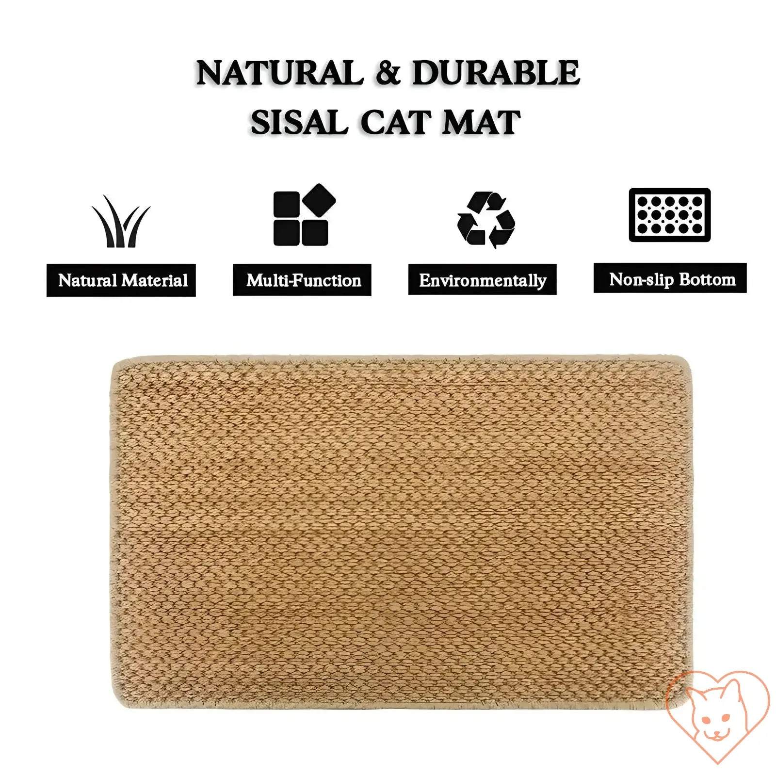 Premium sisal cat scratching mat with natural fibers, eco-friendly features, and non-slip base for optimal cat scratching.