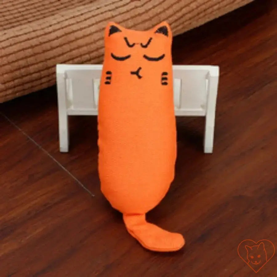 Rustle Sound Catnip Plush Toy in the shape of an orange cat, perfect for entertaining and stimulating pets.