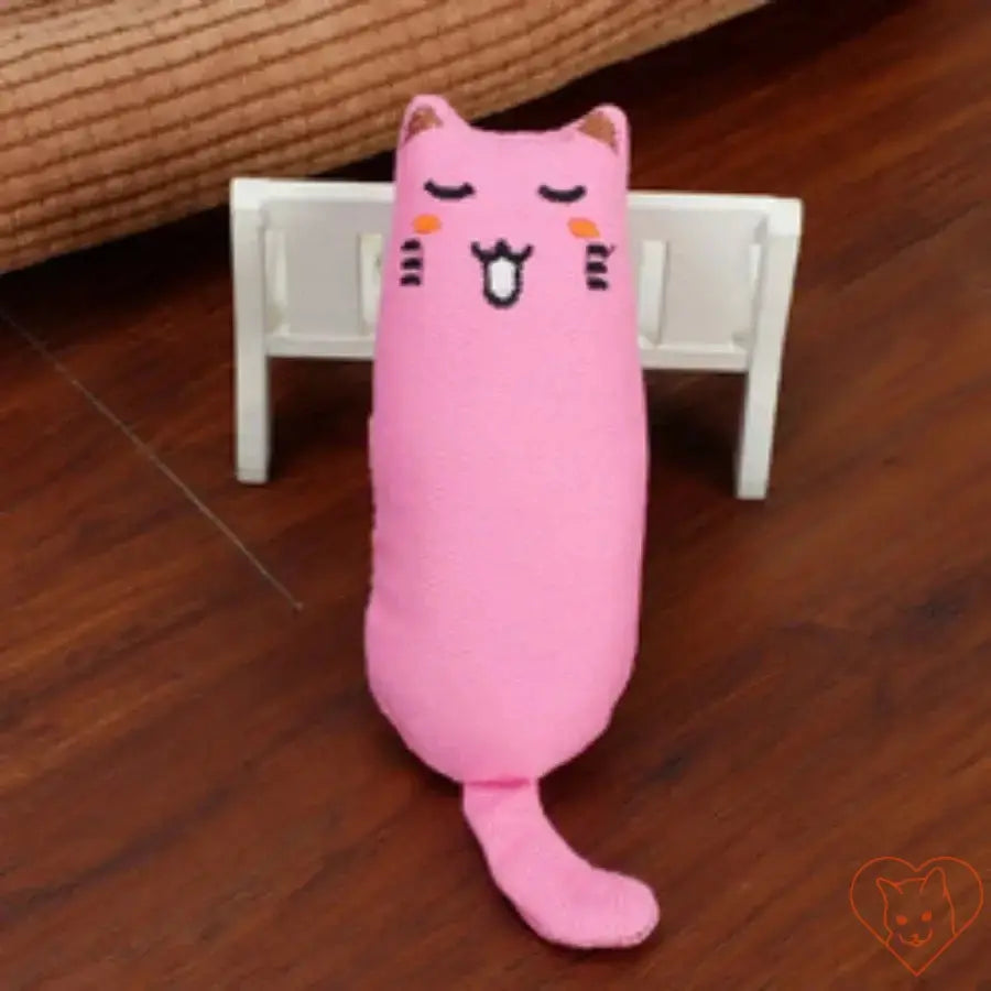 Rustle Sound Catnip Plush Toy in pink with a cute cat face, perfect for entertaining cats and kittens.