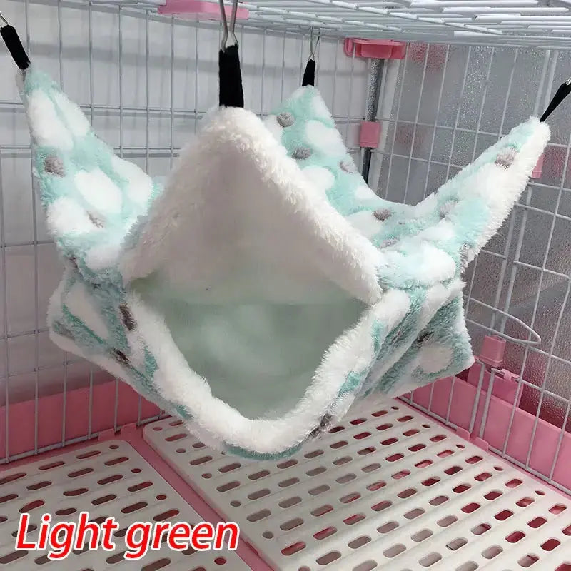 Light green Thick Plush Hanging Tree Bed for cats, featuring soft fleece and a cozy double-layer design.