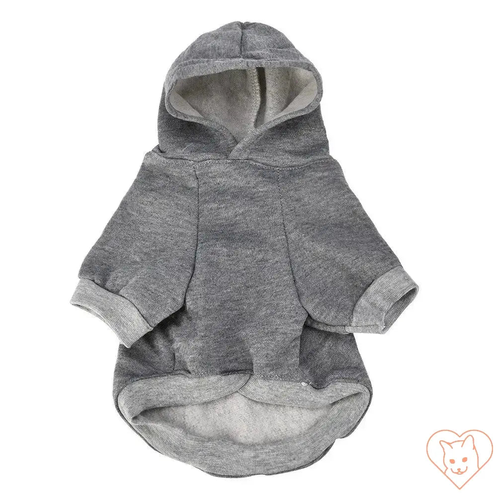 Gray security cat hoodie for pets, warm and stylish pet jacket with a cozy hood and breathable cotton.