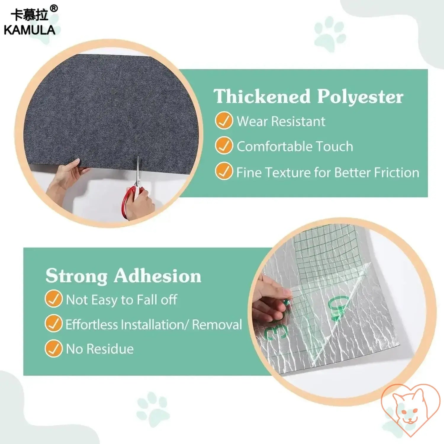 Self-Adhesive Cat Scratching Mat features thickened polyester and strong adhesion for easy installation and durable protection.