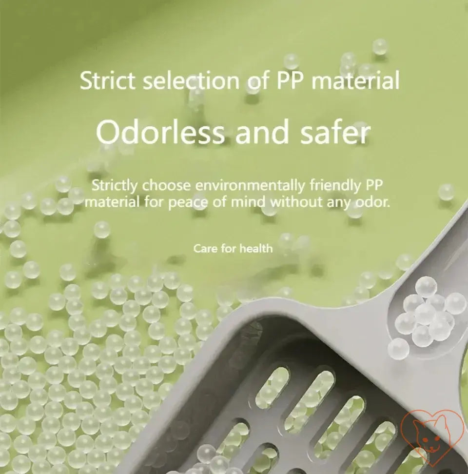 Image showcasing PP material that is odorless and environmentally safe for cat litter boxes.