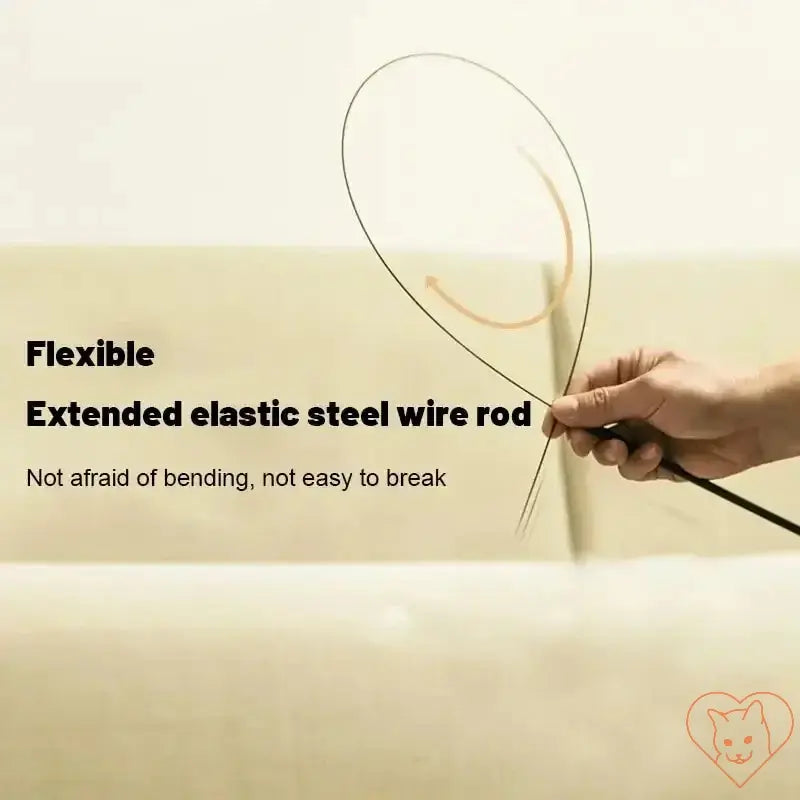 Flexible extended elastic steel wire rod showcased for durability and bending resistance.