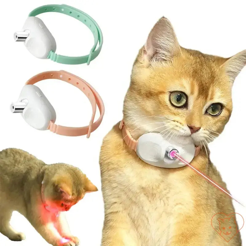 Smart Laser Cat-Teasing Collar for interactive play, featuring two color options and an infrared laser.